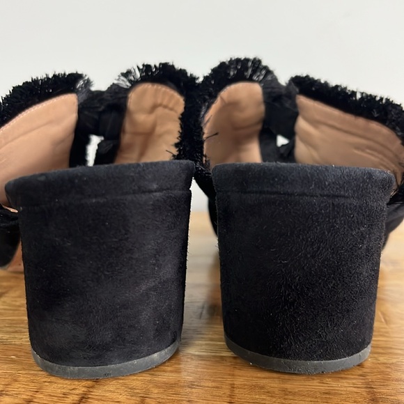 Anthropologie Bernardo Fae Black Suede Fringe Sandals size 8.5 - Picture 7 of 11